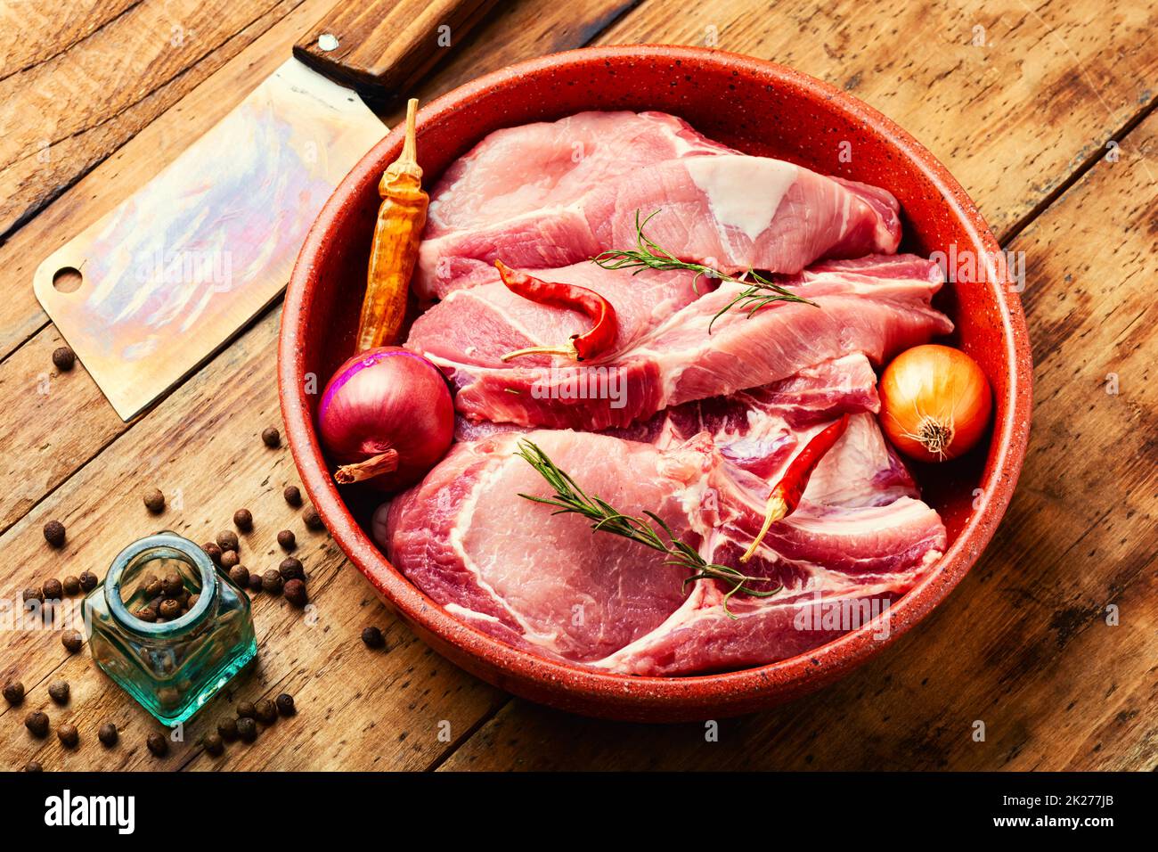 Raw pork loin Stock Photo Alamy