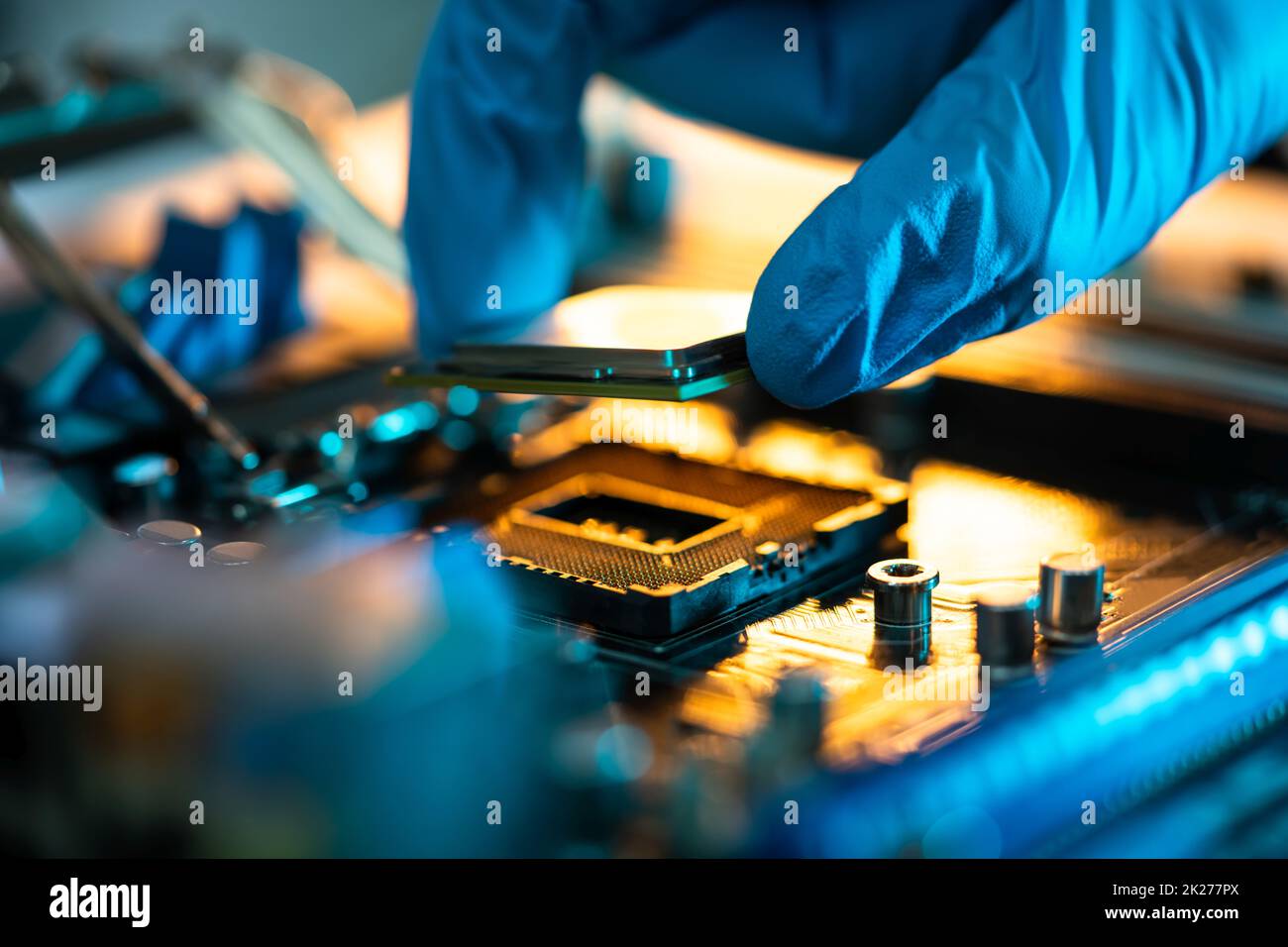 Motherboard Microchip In Hand. Computer Testing Stock Photo - Alamy