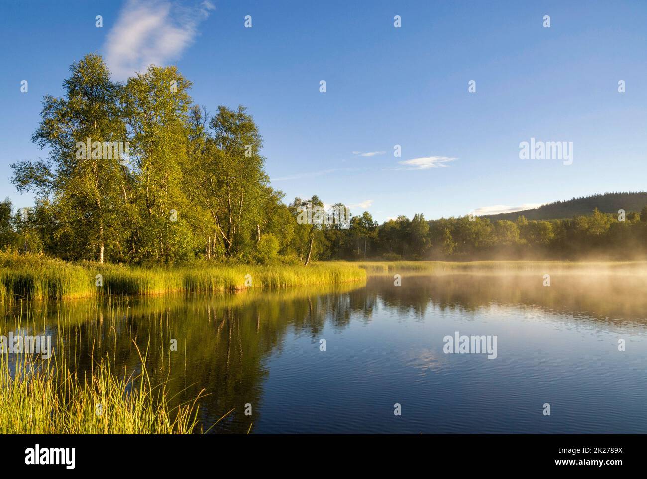 Beautiful morning at lake Tevsjon near Ljusnedal Stock Photo