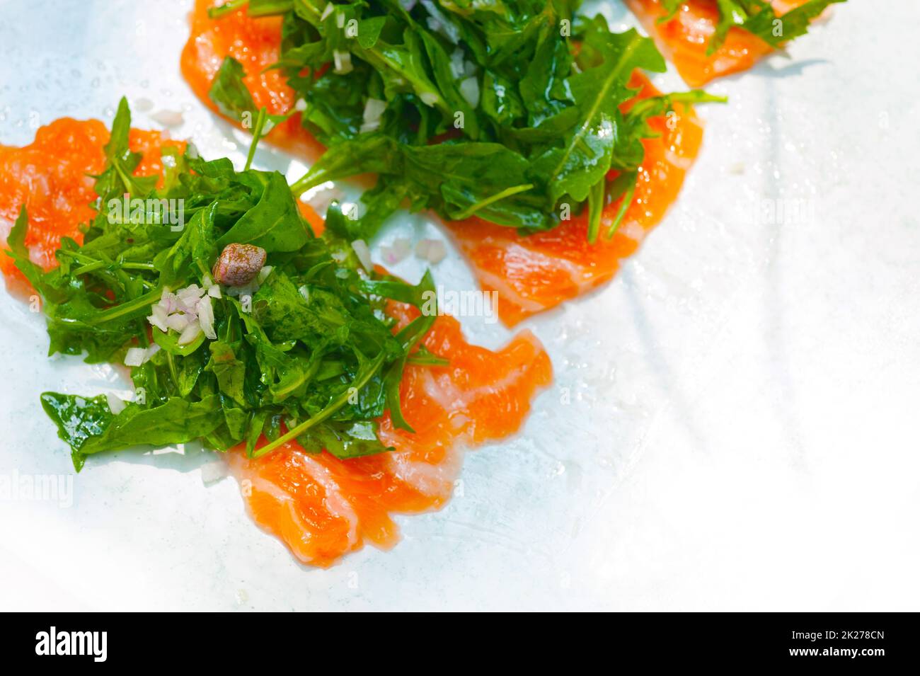 fresh salmon carpaccio Stock Photo Alamy