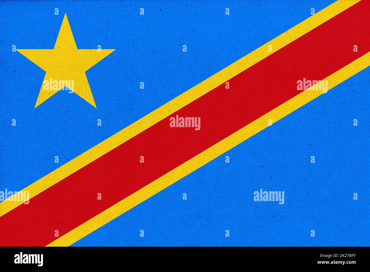 flag of Congo. National Congolese flag on fabric surface Stock Photo