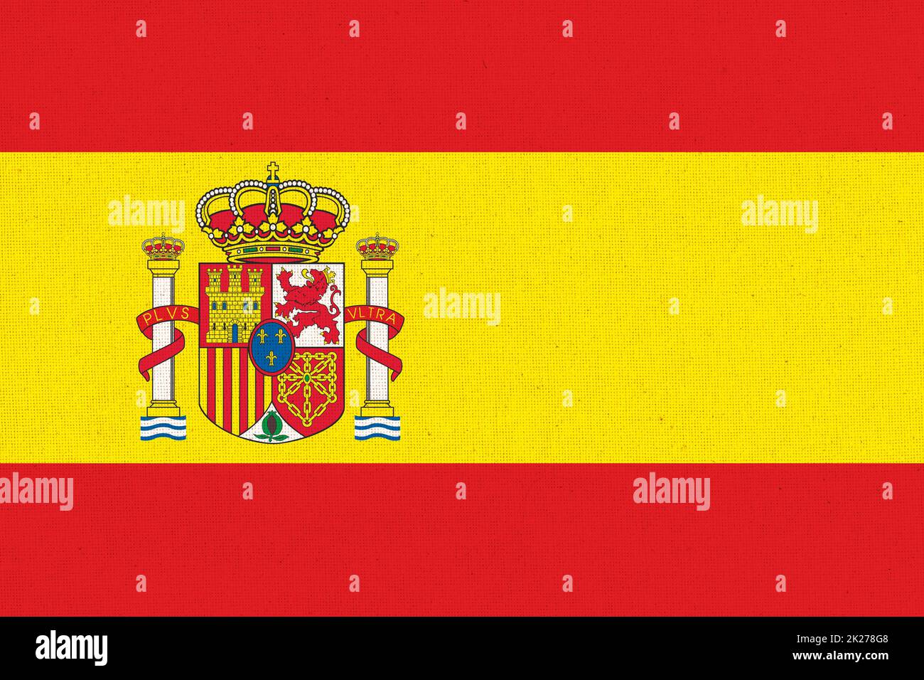 flag of Spain. National Spanish flag on fabric surface Stock Photo