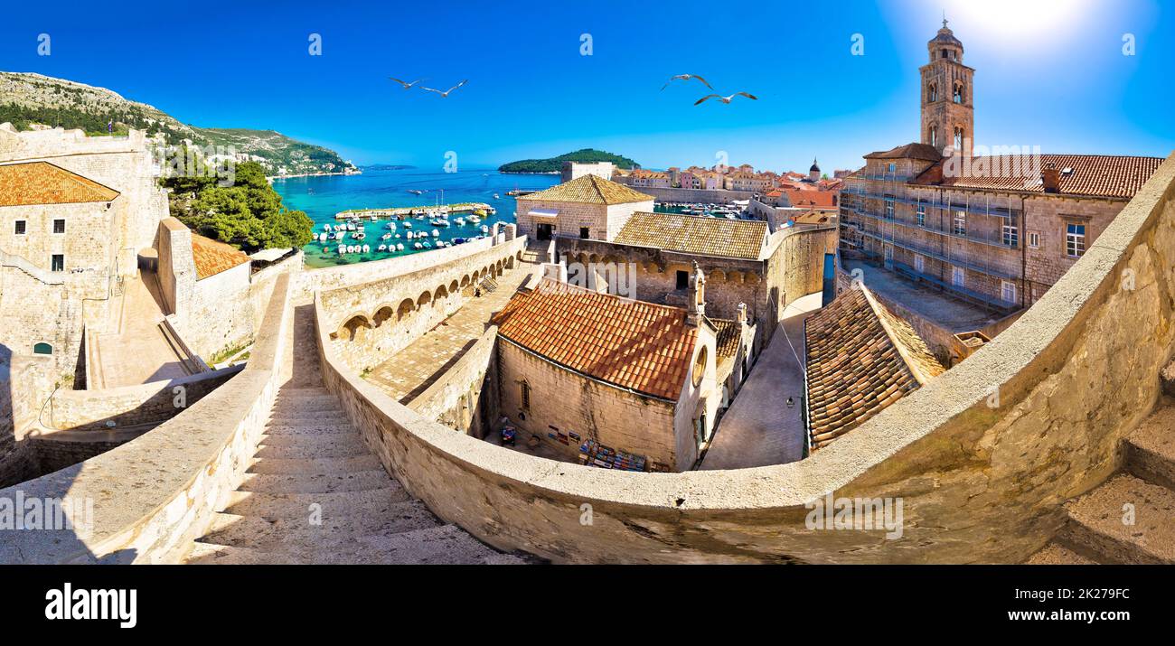 Dubrovnik. Panoramic scenic view of Dubrovnik historic walls and architecture Stock Photo