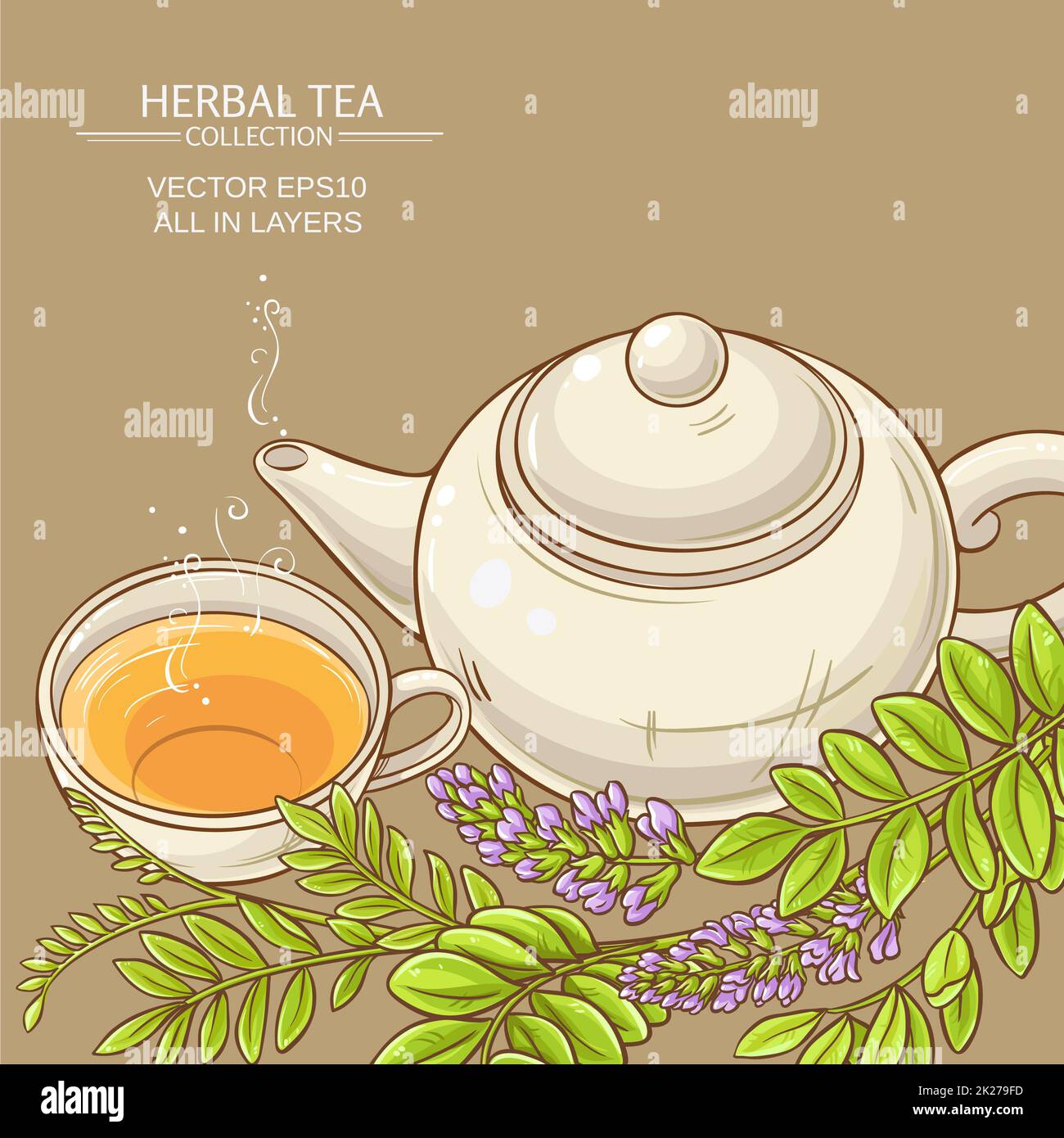 cup of licorice tea and teapot Stock Photo Alamy