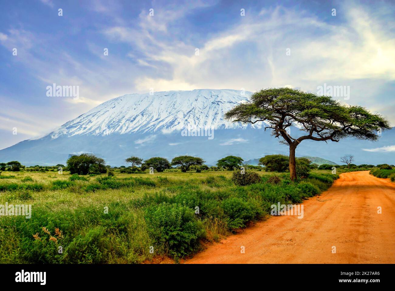 Pictures from the snow-capped Kilimanjaro in Kenya Stock Photo