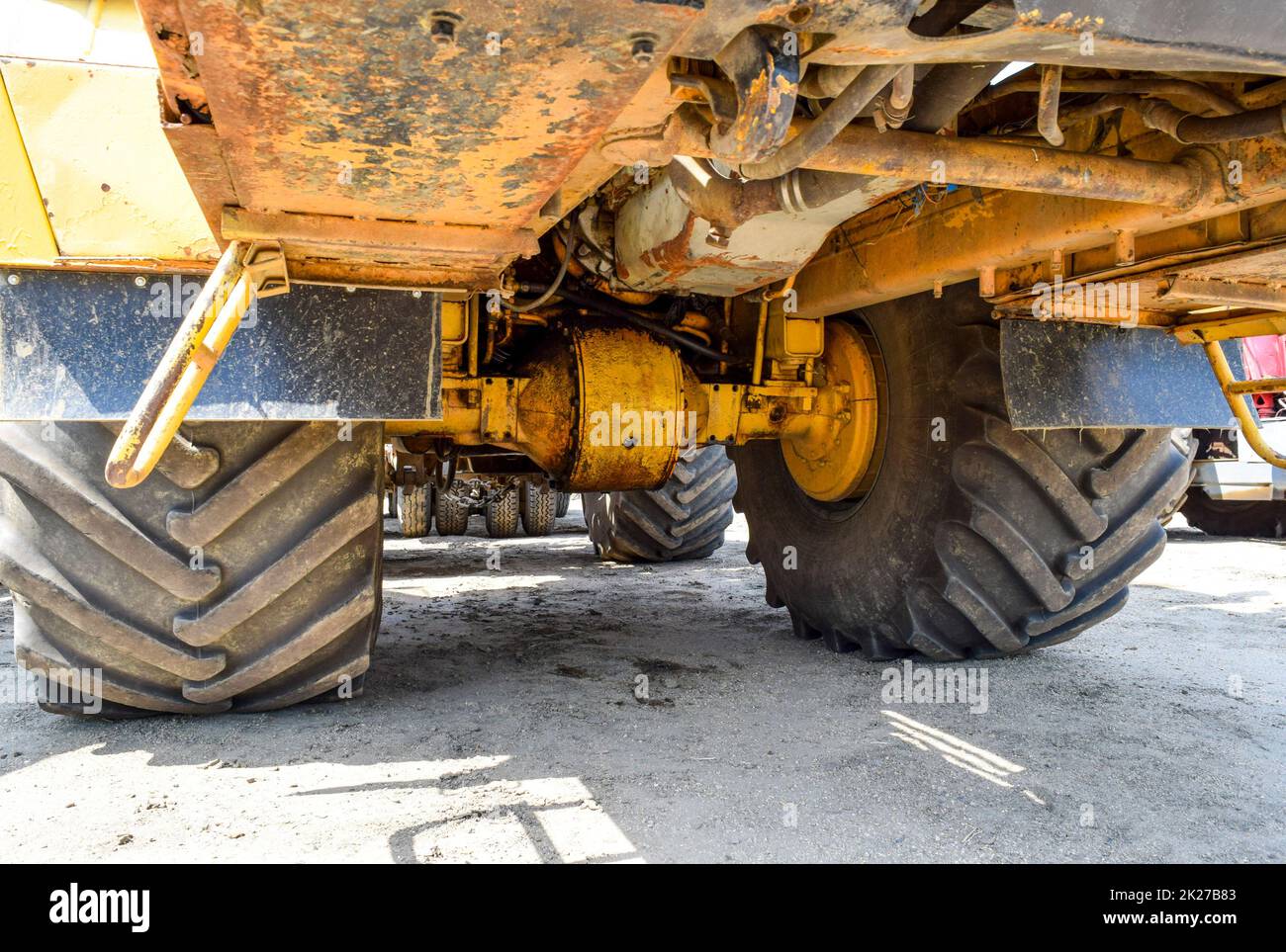 Wheel axle of the tractor Stock Photo Alamy