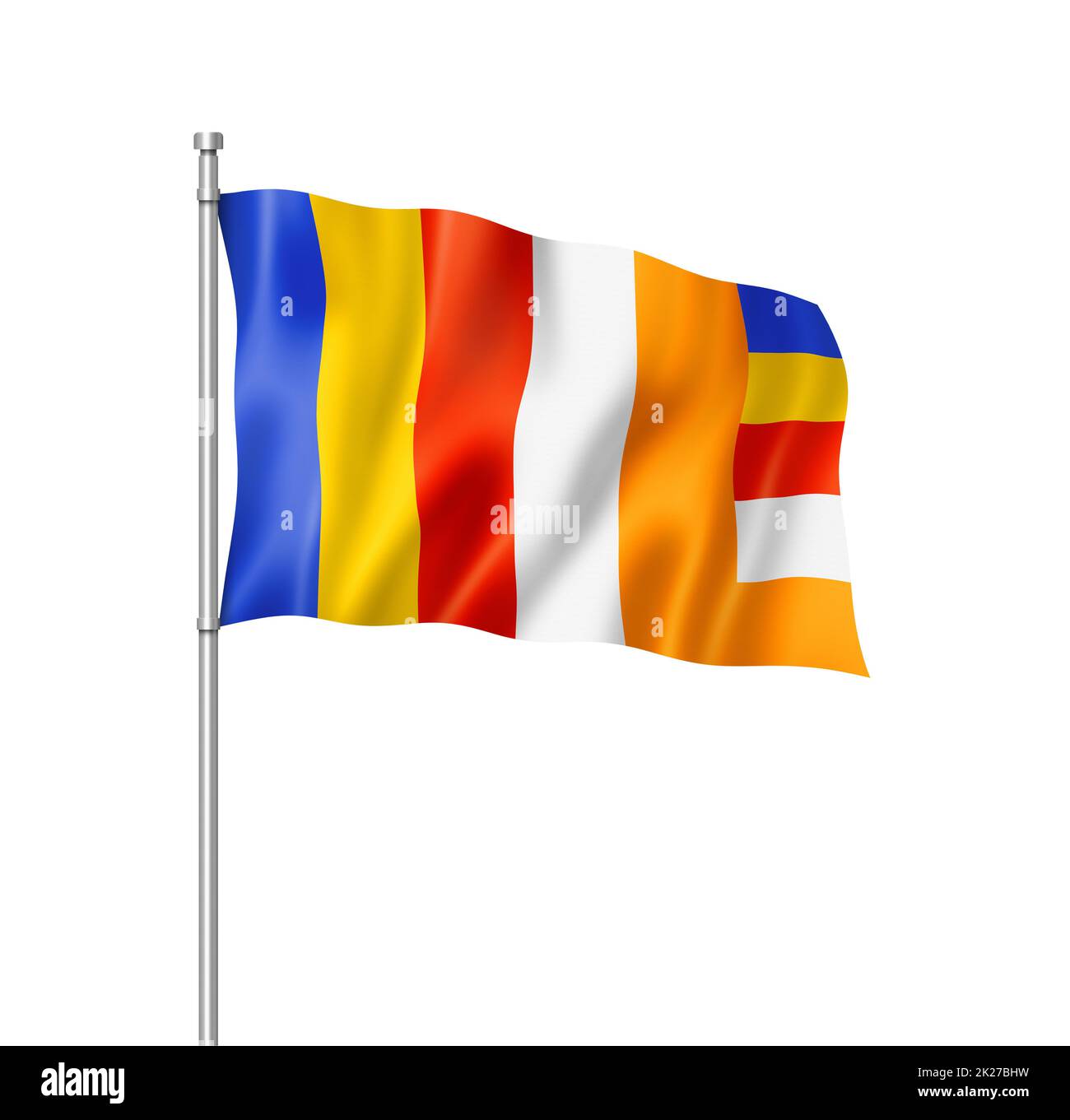 Buddhism flag isolated on white Stock Photo Alamy