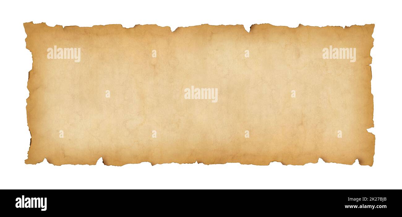 Old paper horizontal banner. Parchment scroll isolated on white Stock ...