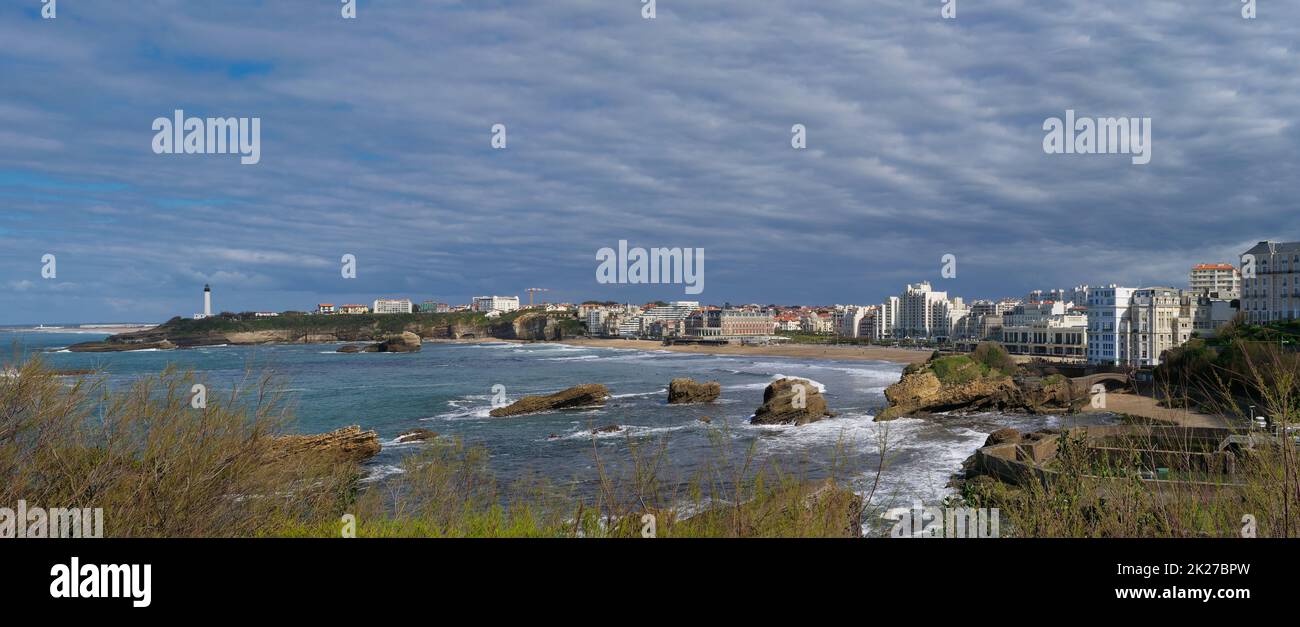 Biarritz city and its famous sand beaches Stock Photo