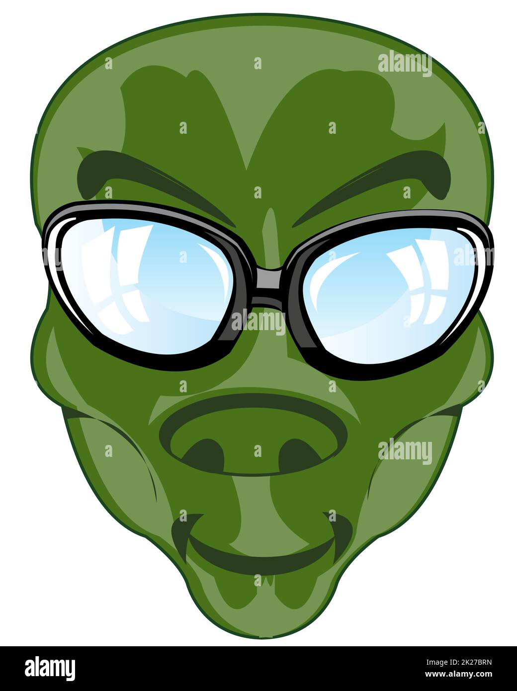 Vector illustration of the head extraterrestrial essence cartoon Stock Photo