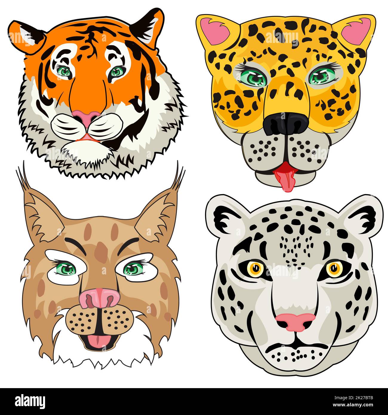 Vector illustration portrait animal family cat cartoon Stock Photo