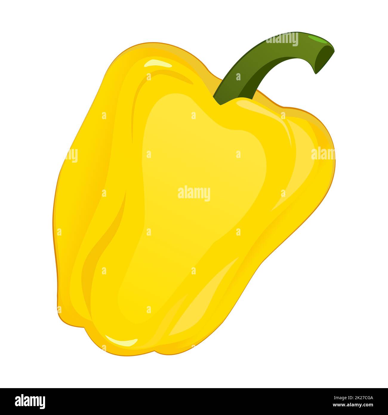 Realistic fresh yellow bell pepper on white background - Vector Stock Photo