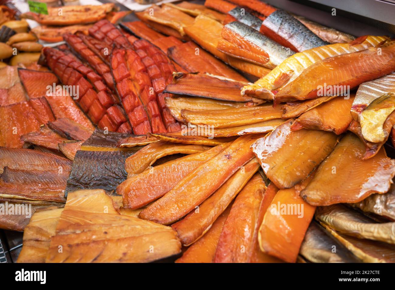 Various smoked fish products Stock Photo Alamy