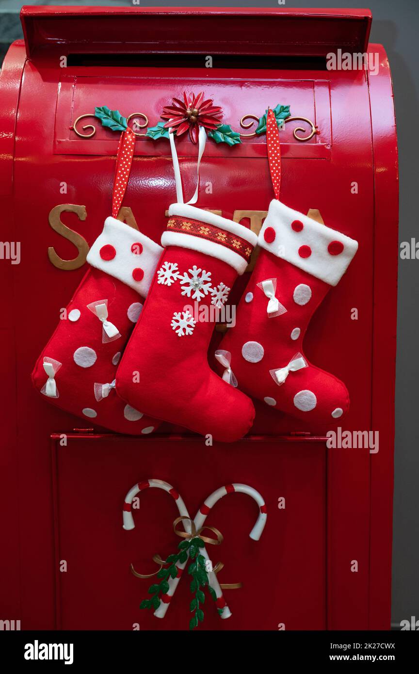 Red santa mail box Stock Photo