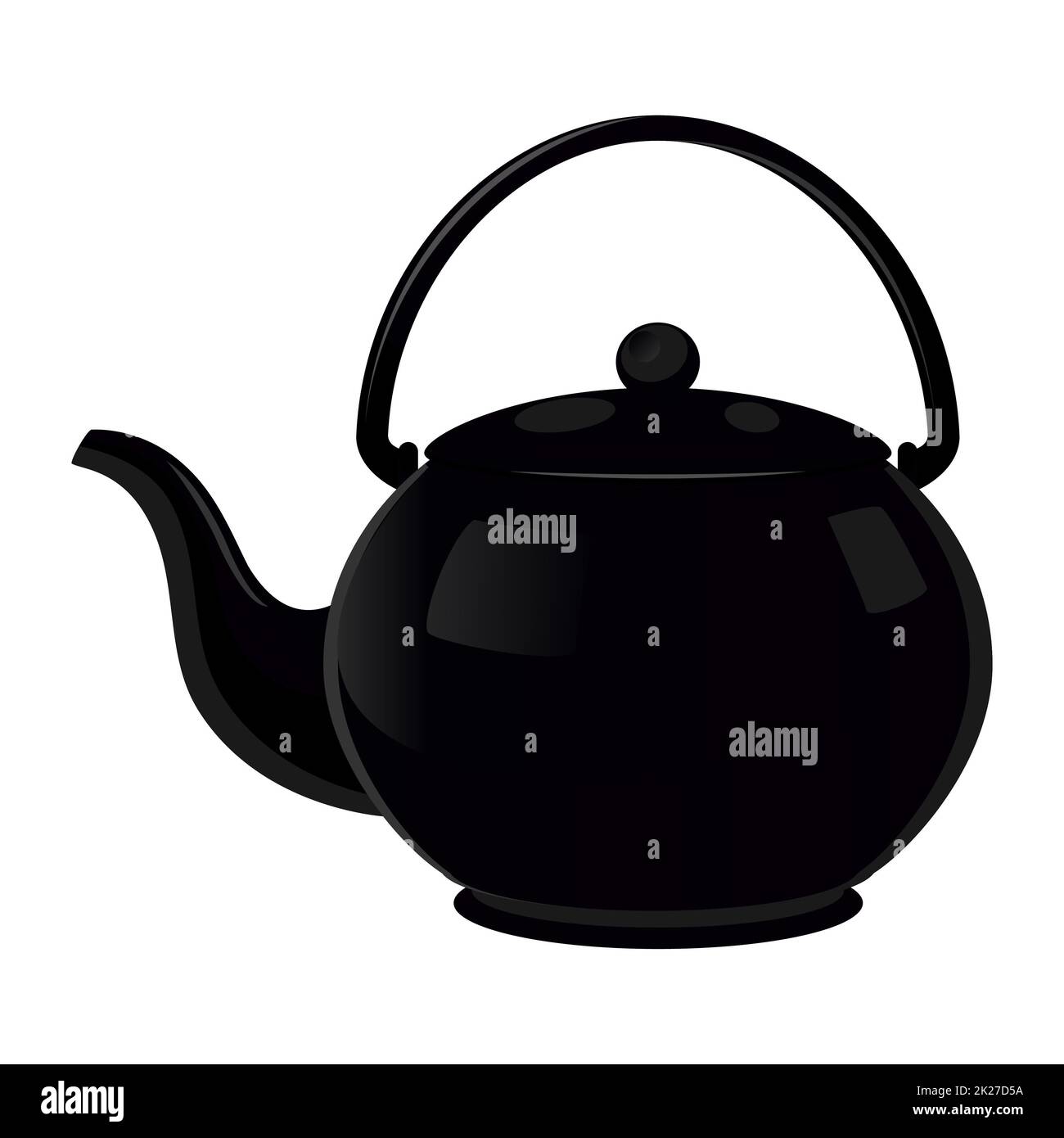 Realistic black teapot on white background - Vector Stock Photo - Alamy