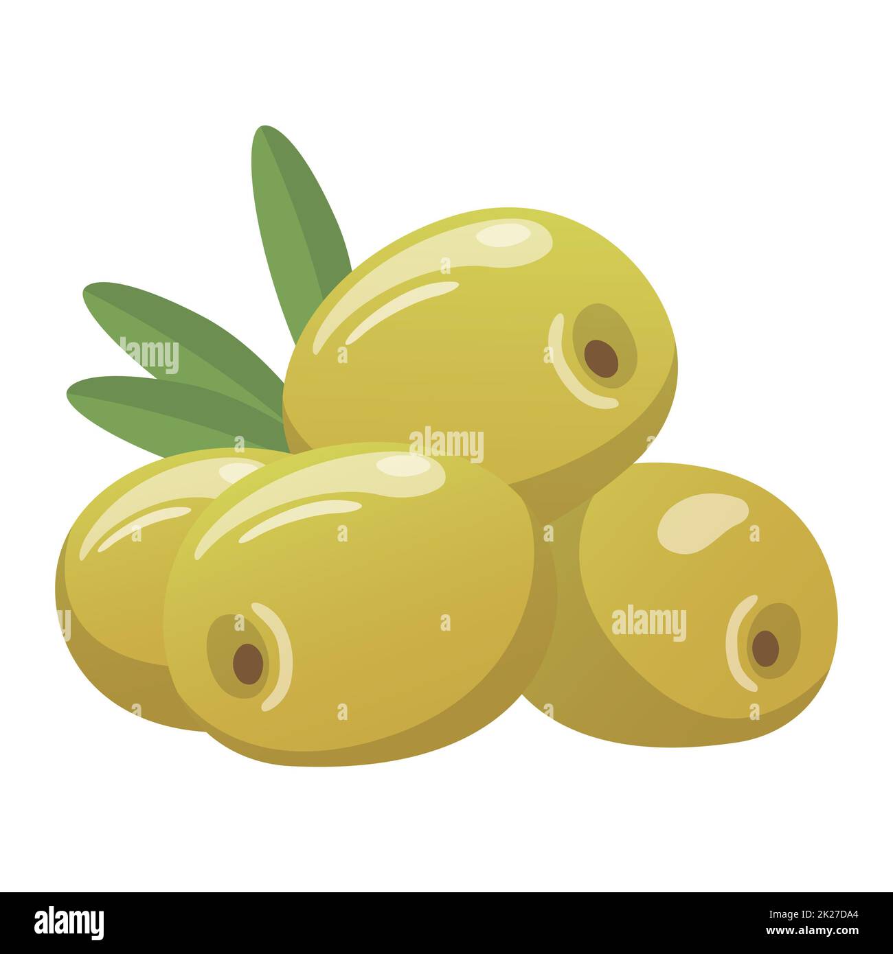 Realistic ripe fresh green olives isolated on white background - Vector Stock Photo