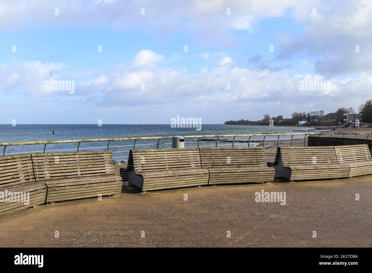 Niendorf, Germany - 30.January 2022: View of the stormy Baltic Sea at a pier in Niendorf on Timmendorfer Strand. Stock Photo