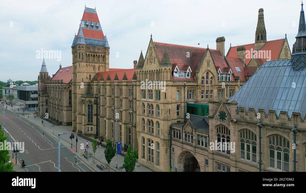 Manchester Museum at the University Campus - aerial view - MANCHESTER, UK - AUGUST 15, 2022 Stock Photo
