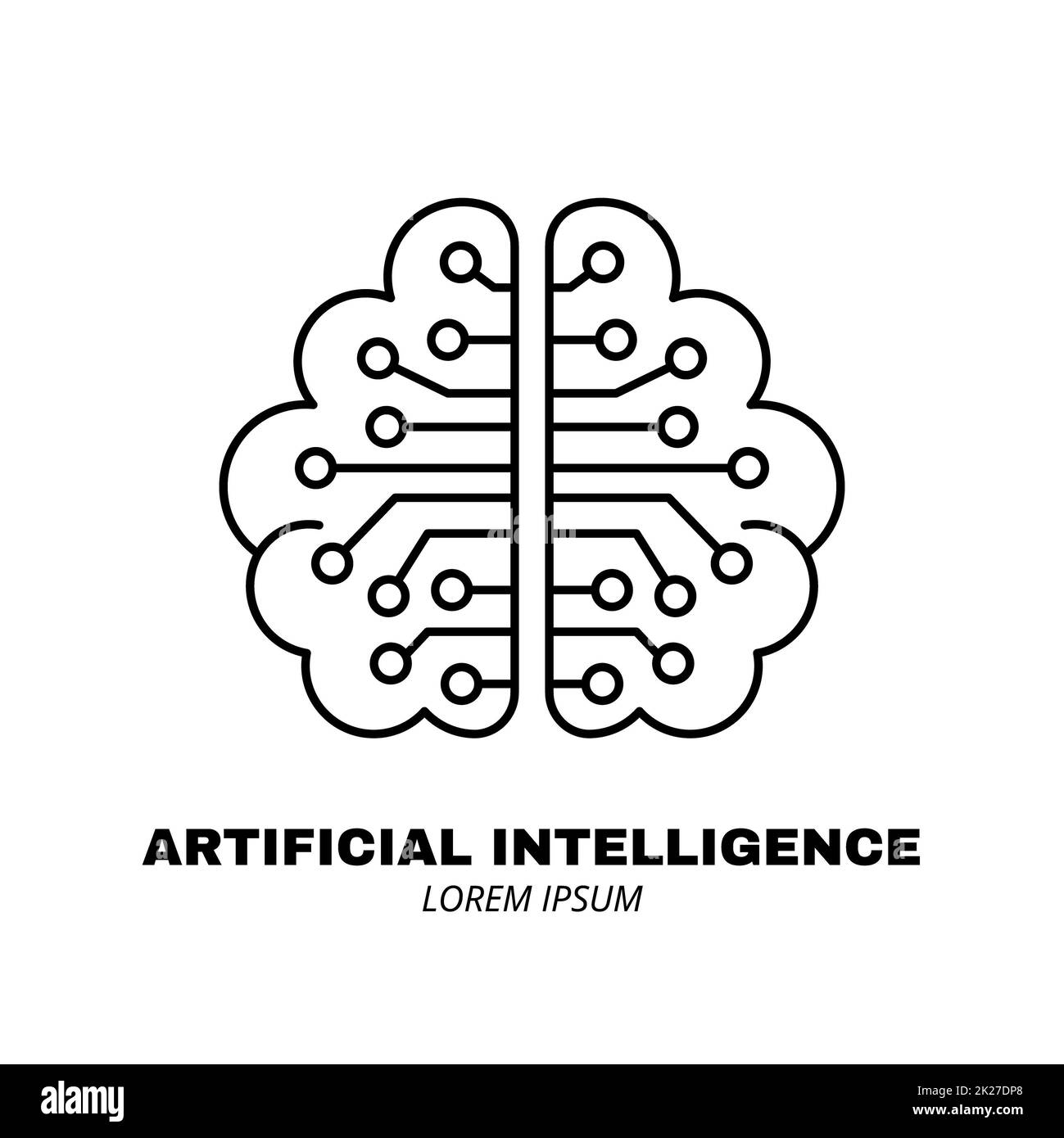 Artificial intelligence and machine learning line icon Stock Photo