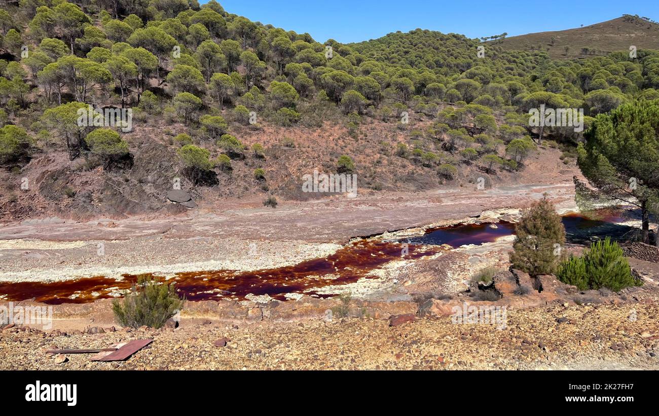 Riverbed of the Riotinto river in the mining area of Huelva Stock Photo