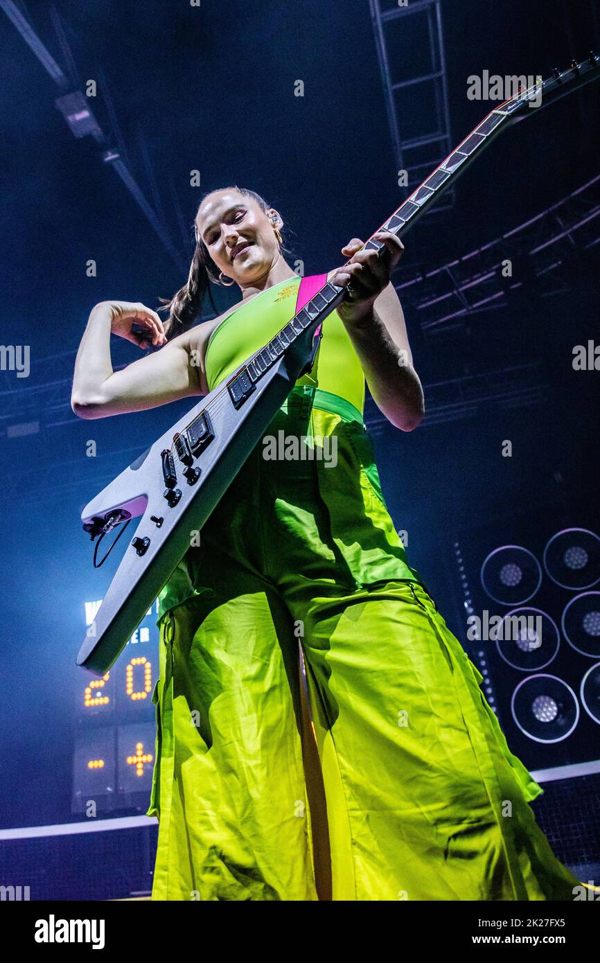 Milan Italy. 21 September 2022. The American house duo SOFI TUKKER performs live on stage at Fabrique during the 'Wte Tennis Tour 2022'. Stock Photo