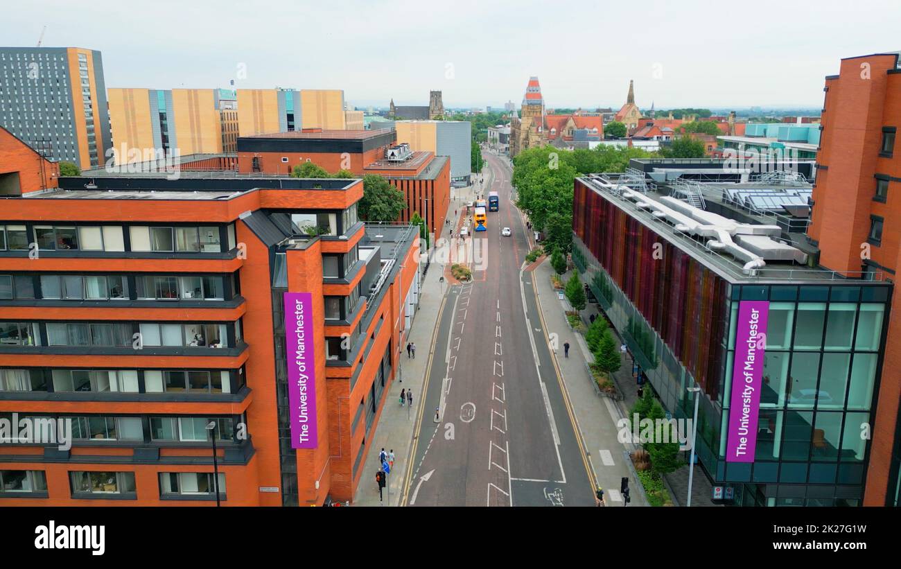 University of Manchester from above - MANCHESTER, UK - AUGUST 15, 2022 Stock Photo