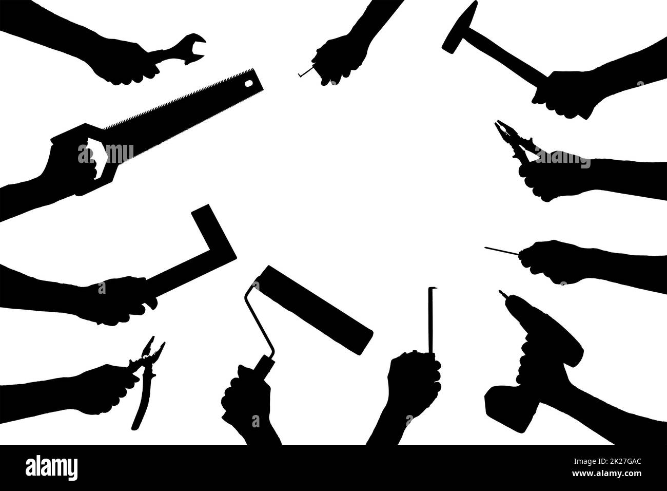 construction tool silhouette, white background Stock Photo Alamy