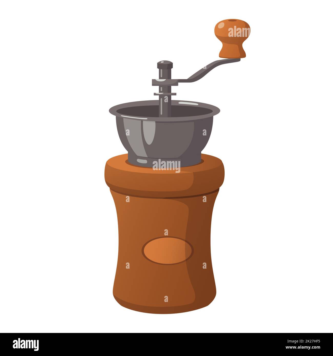 Realistic stylish manual coffee grinder isolated on white background - Vector Stock Photo