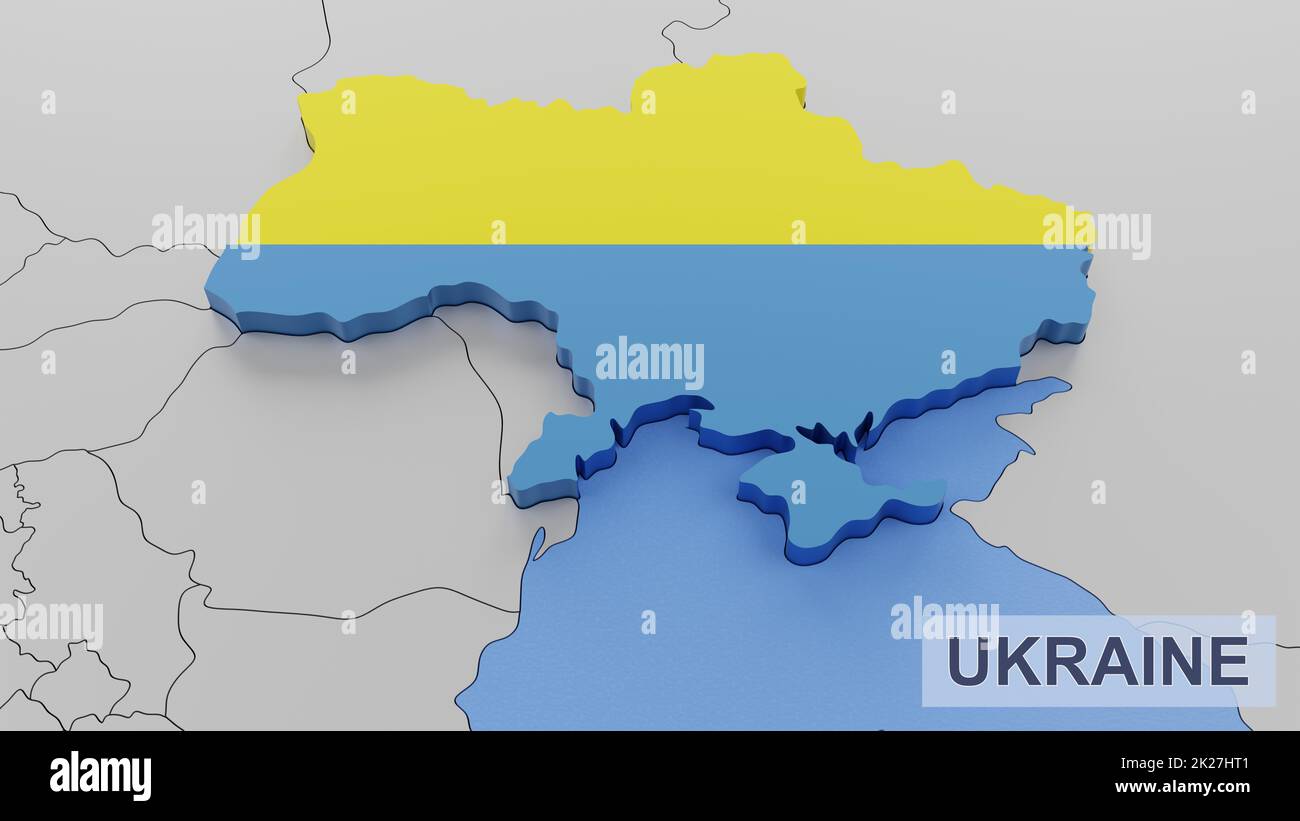 Ukraine map 3D illustration. 3D rendering image and part of a series ...