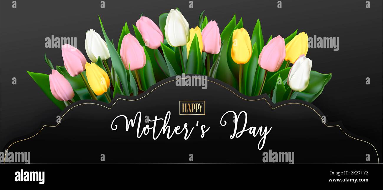 MOTHER'S DAY handwritten text with flowers. Template for poster