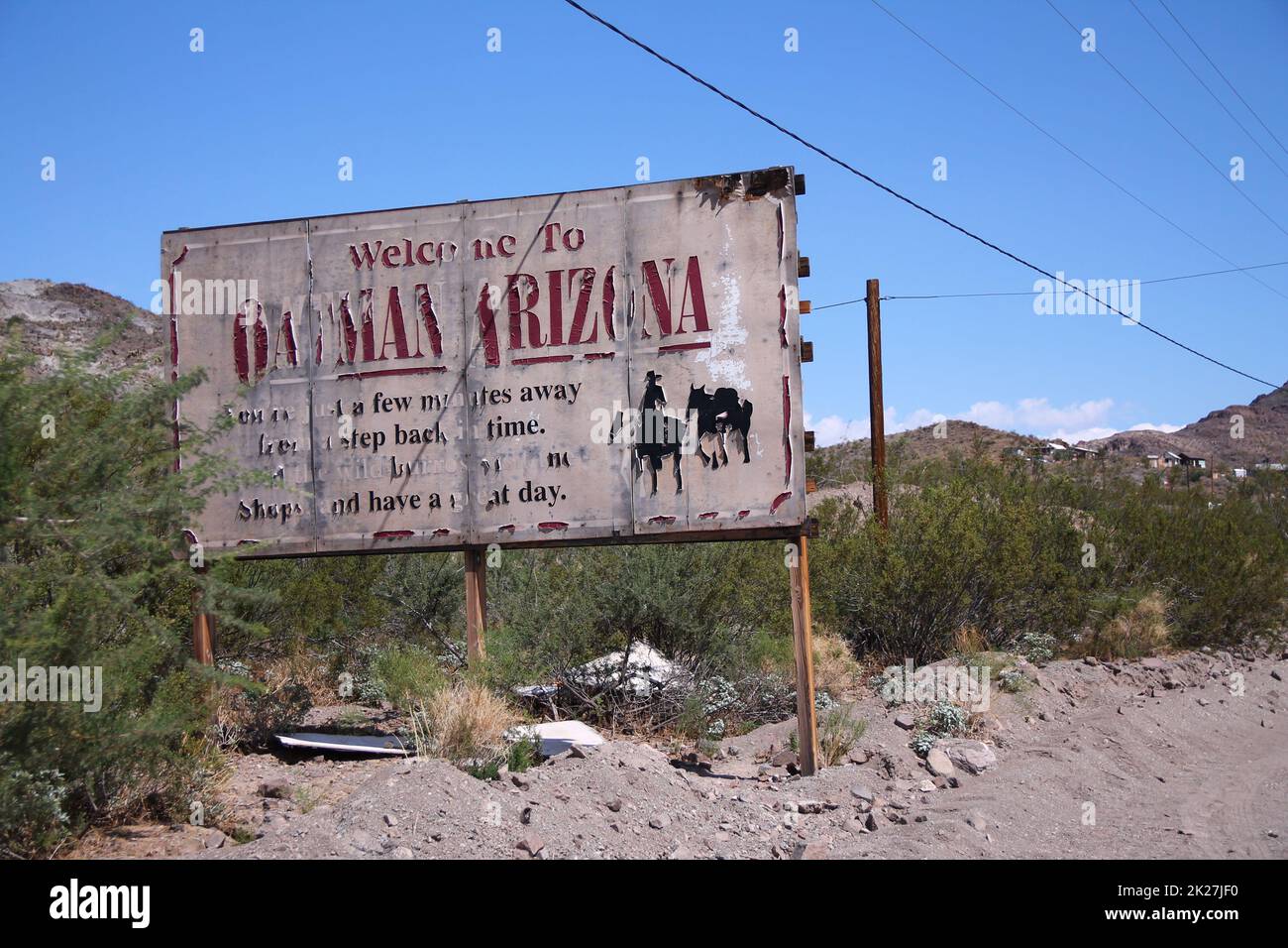 The old ruin of the abandoned village of Oatman in the West Coast Stock Photo