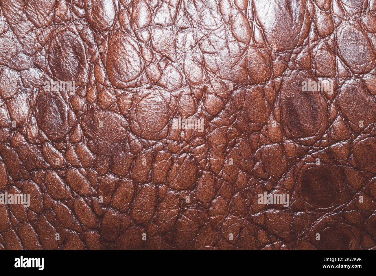 Brown leather texture macro background. rough material Stock Photo