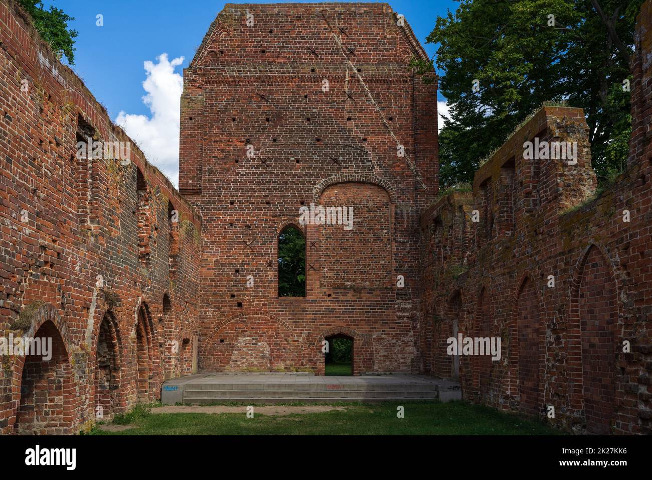 Ruins of Eldena Abbey (Hilda Abbey) - is a former Cistercian monastery near the present town of Greifswald in Mecklenburg-Vorpommern, Germany. Stock Photo
