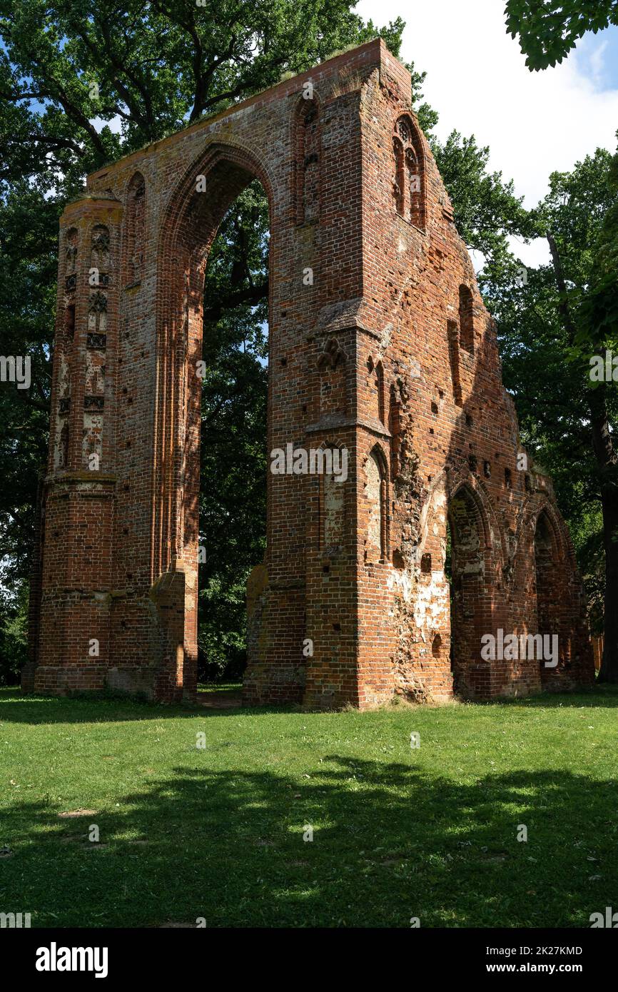 Ruins of Eldena Abbey (Hilda Abbey) - is a former Cistercian monastery near the present town of Greifswald in Mecklenburg-Vorpommern, Germany. Stock Photo