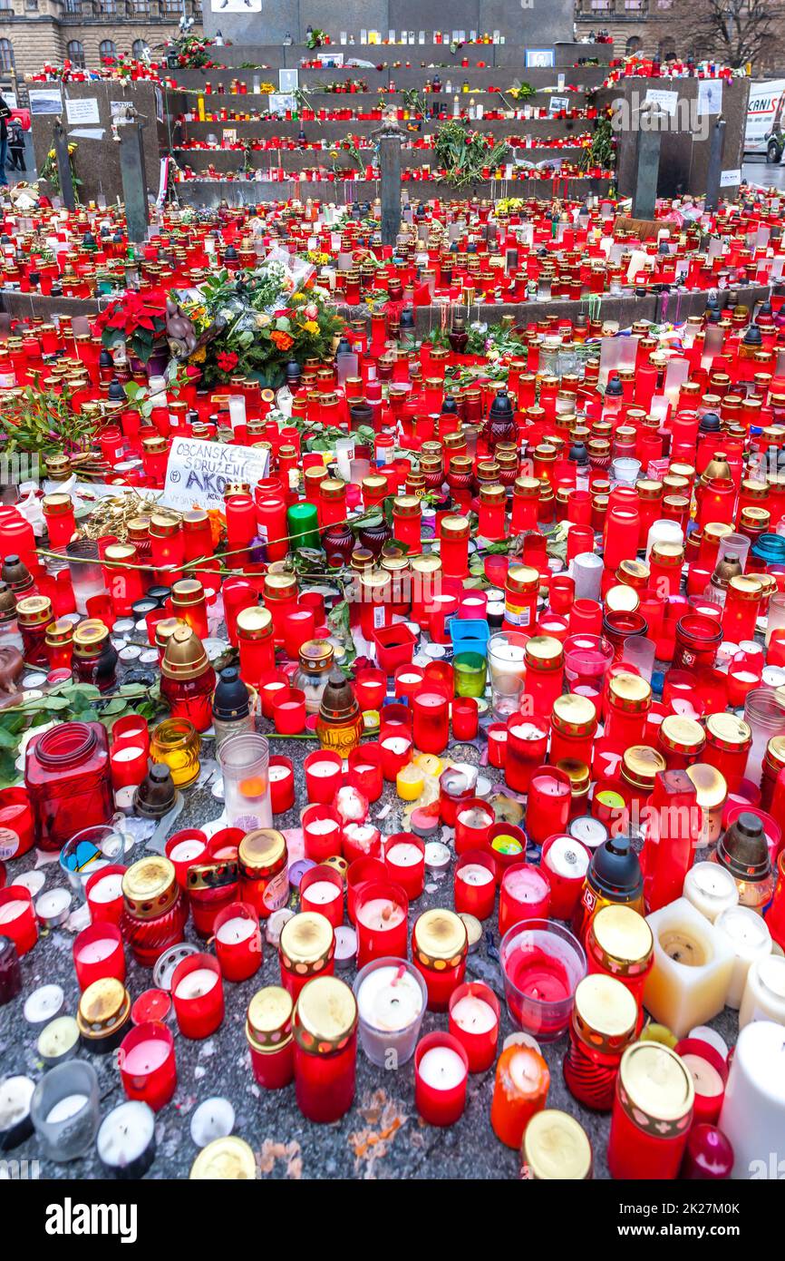 Remembering after the death of the former president Vaclav Havel in December 2011, Prague, Czech Republic Stock Photo
