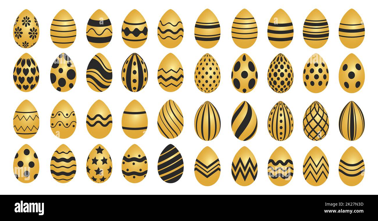 Easter background template with festive golden yellow eggs Stock Photo