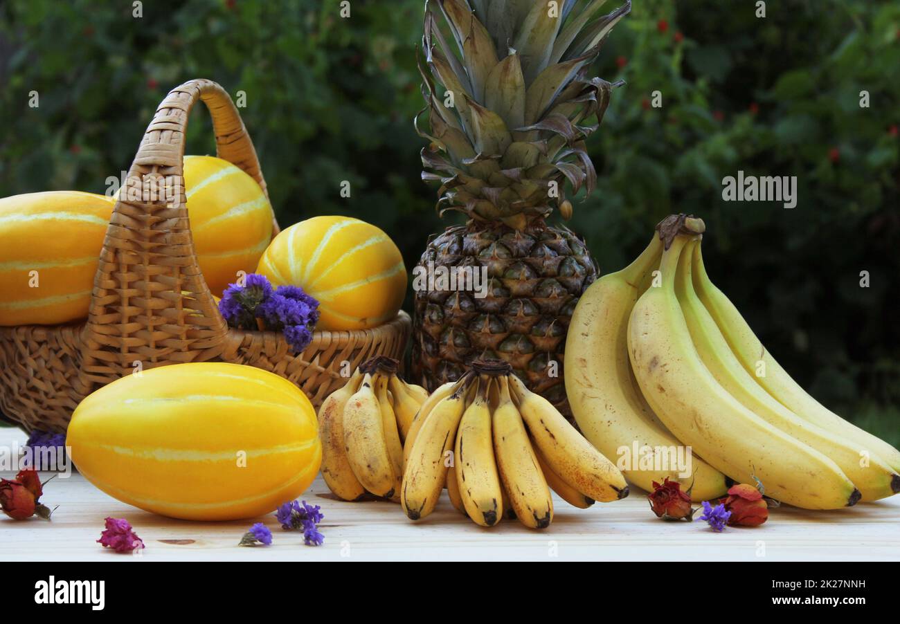 Fresh Fruit and Vegetables for Sale at Farmers Market Bananas and