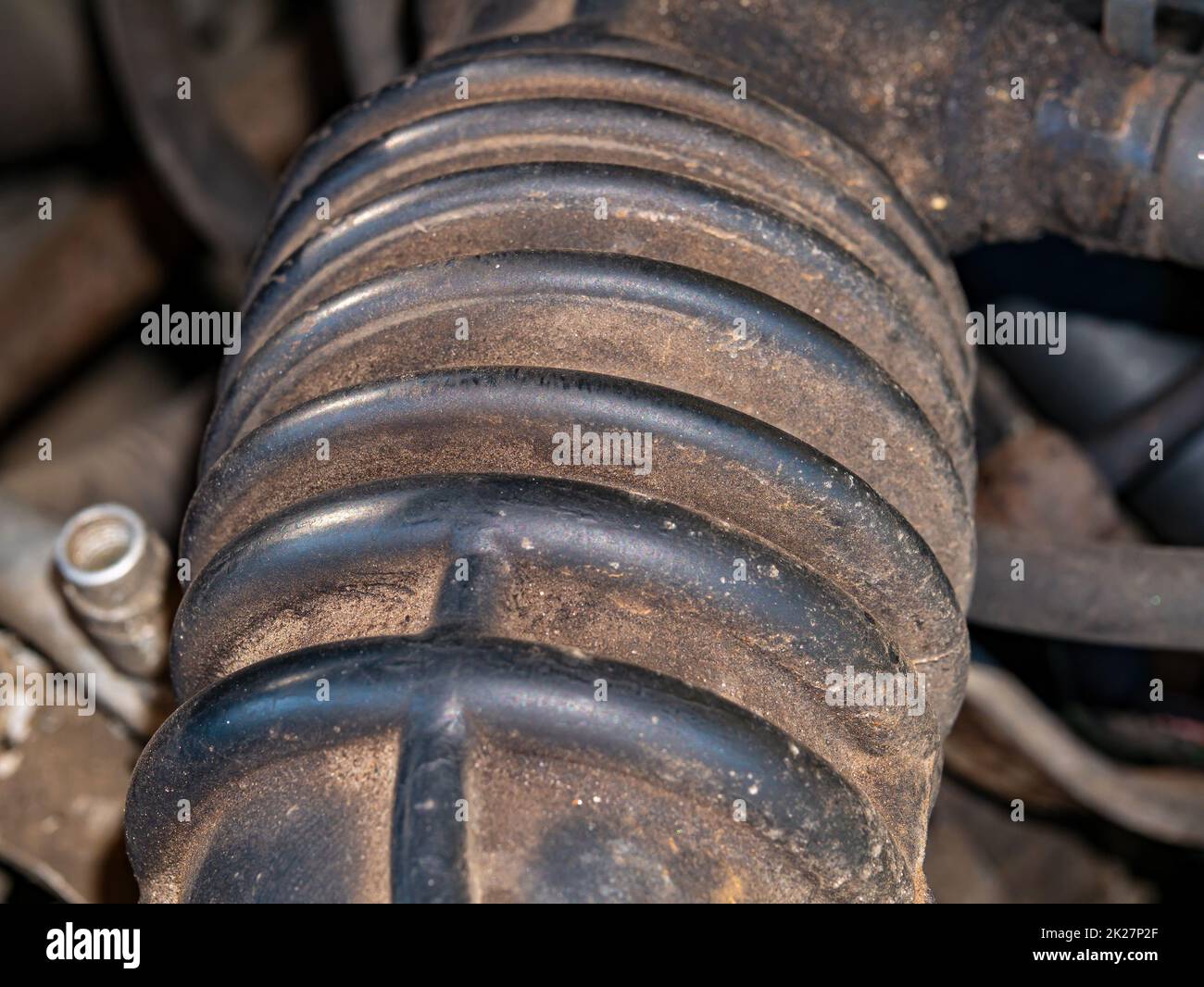 Rubber pipe of the exhaust system of a car engine Stock Photo Alamy