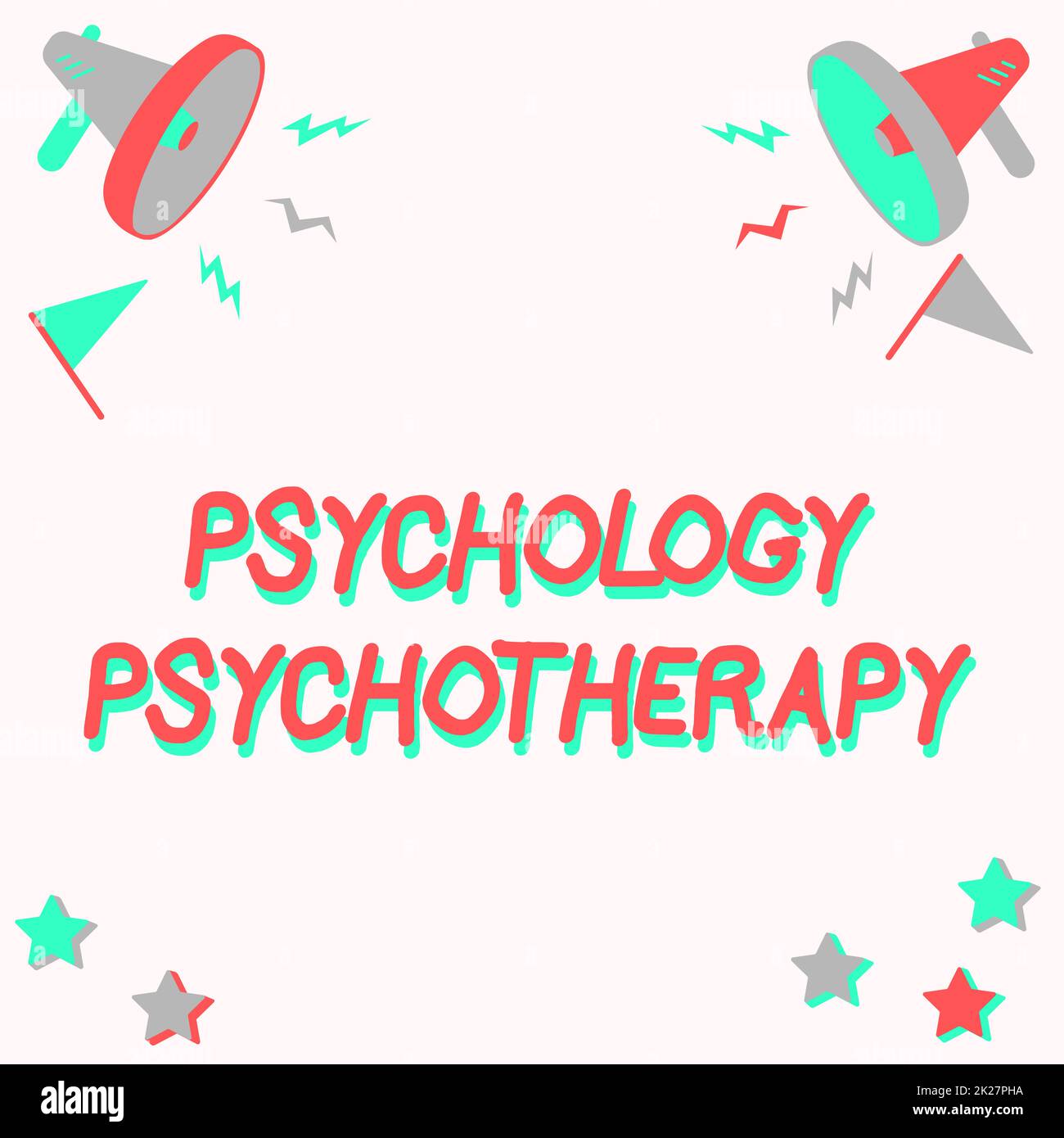 Text showing inspiration Psychology Psychotherapy. Word Written on use of a psychological method to treat mental illness Monitor Drawing With Megaphone Producing Lighting To Message . Stock Photo