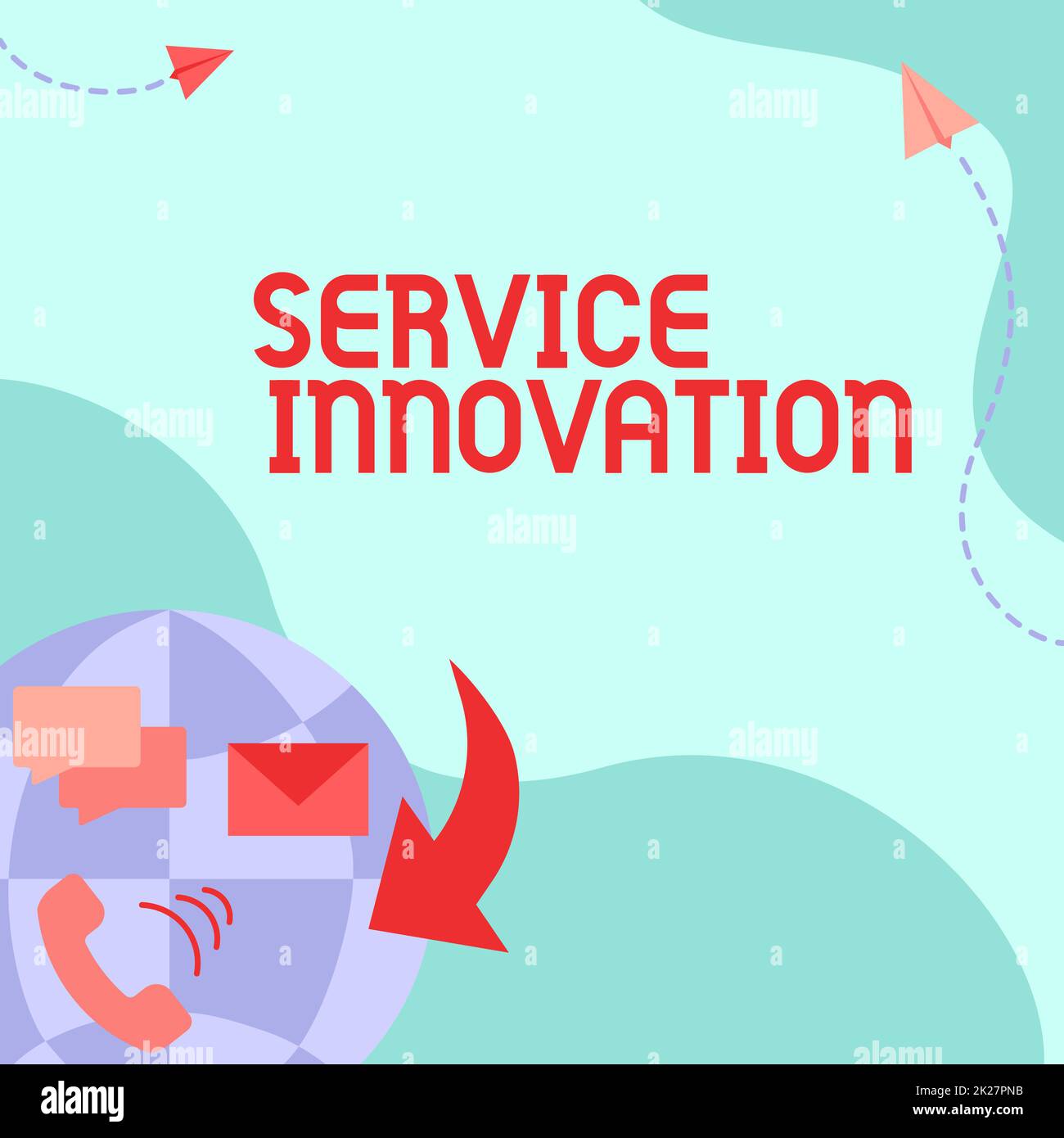 Conceptual display Service Innovation. Business idea changing the way you serve customers for greater value Internet Network Drawing With Colorful Messaging S. Stock Photo