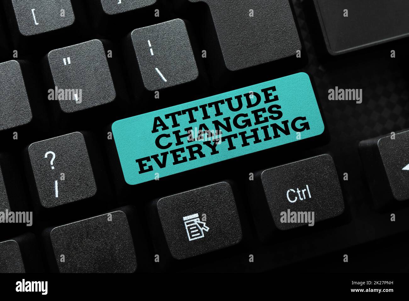 Text sign showing Attitude Changes Everything. Business idea Positive behavior achieve the business goal Word Processing Program Ideas, Logging Programming Updates Concept Stock Photo