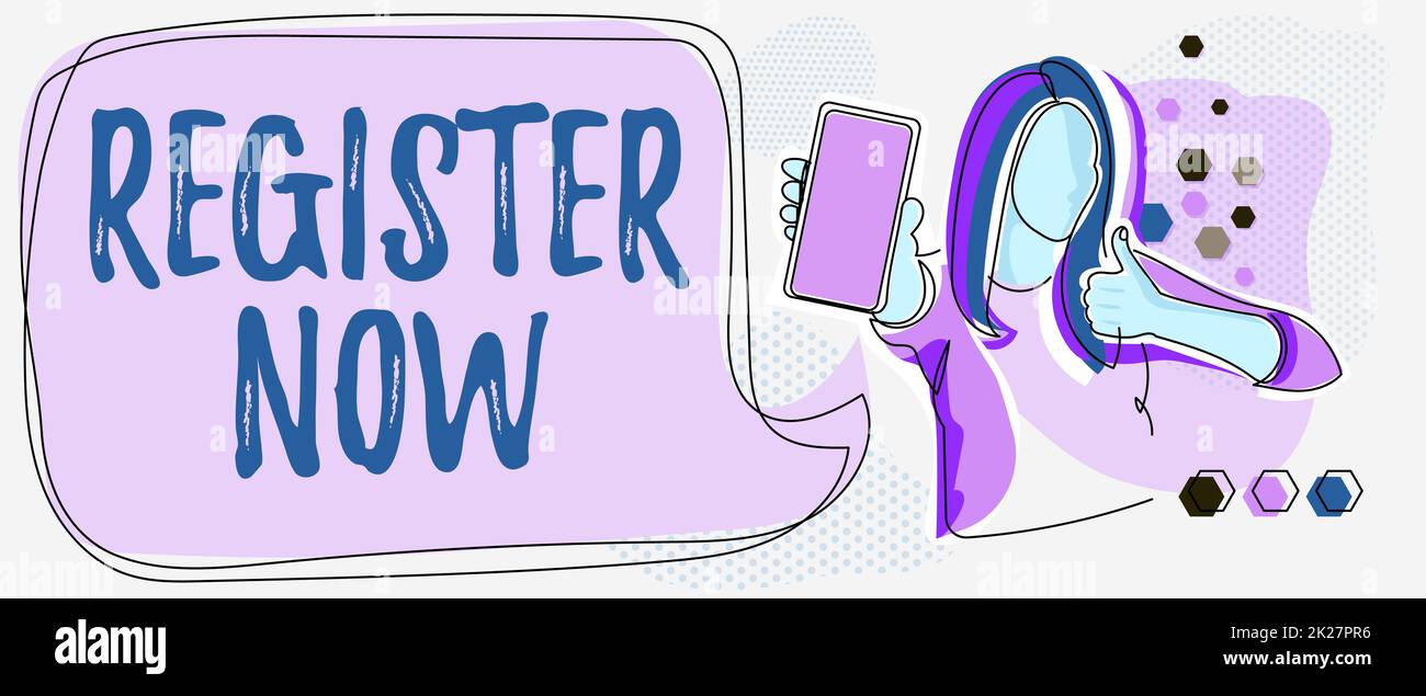 Handwriting text Register Now. Business concept subscribe online or