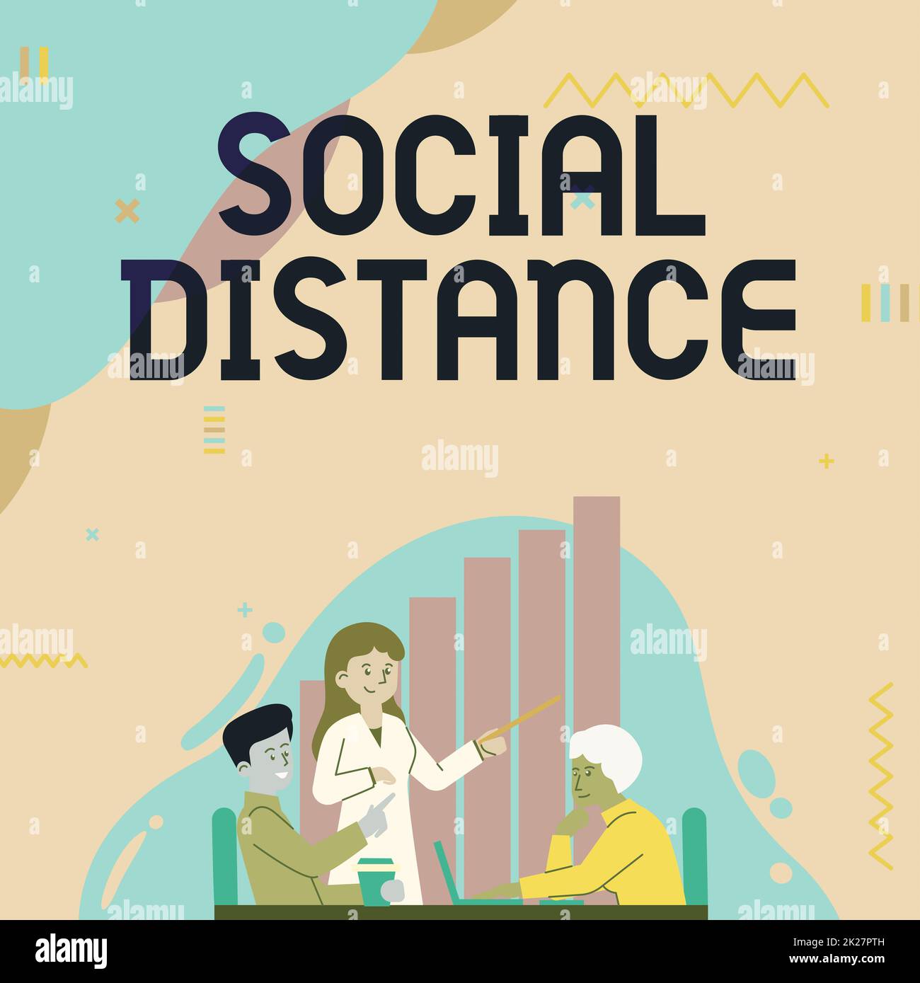 Inspiration showing sign Social Distance. Business showcase maintaining a high interval physical distance for public health safety Lady Drawing Explaining To Her Teammate Process Steps. Stock Photo
