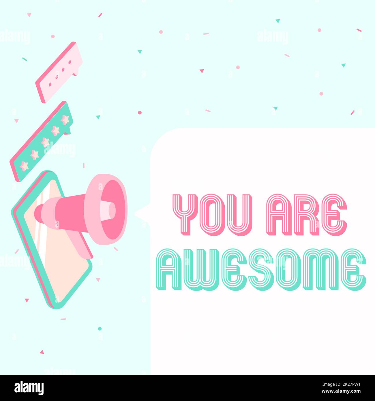 Text sign showing You Are Awesome. Concept meaning Motivation, appreciation, admiration, and compliment to someone Pair Of Megaphone Drawing Producing Thunders Making Announcement. Stock Photo