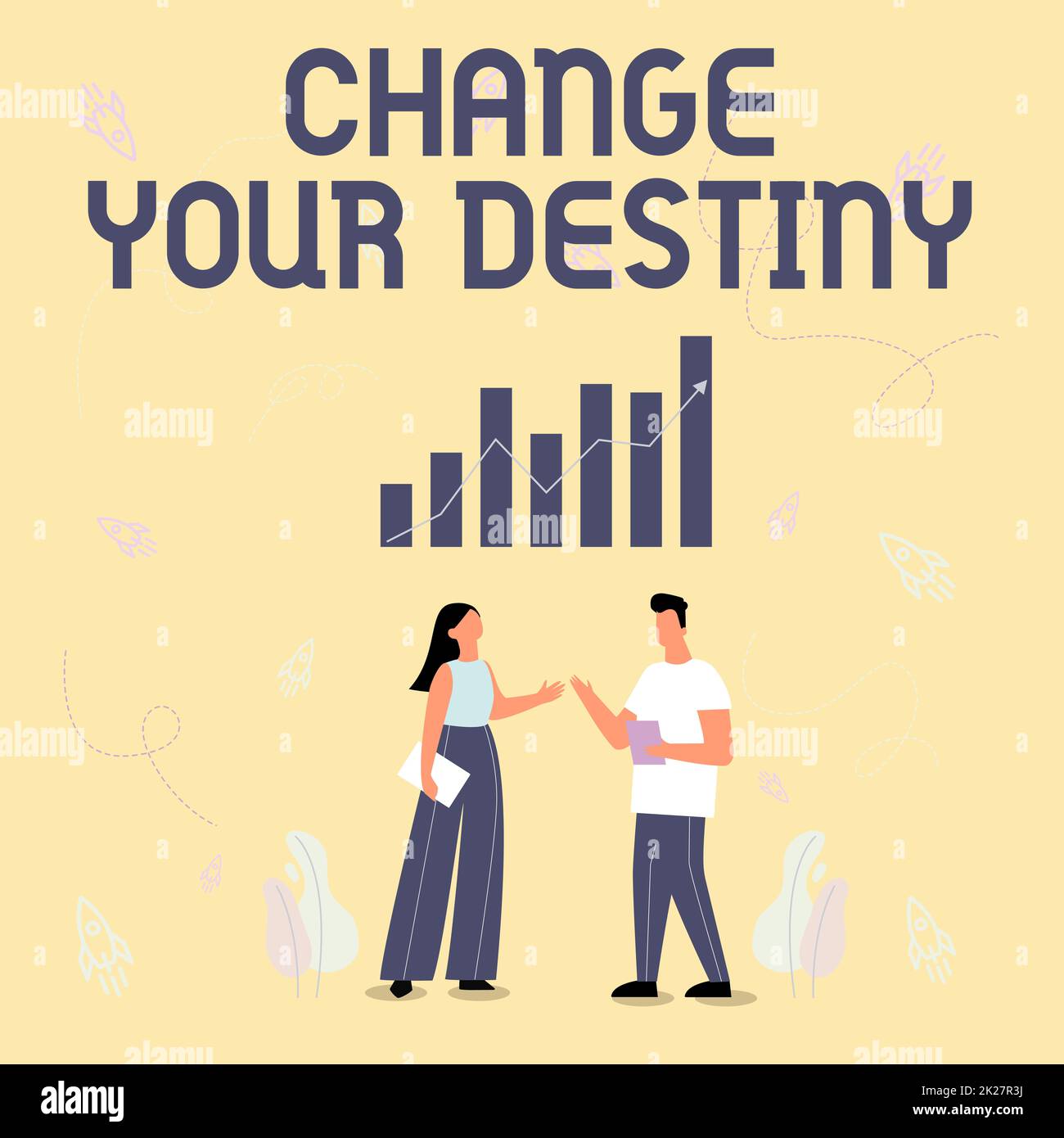 Inspiration showing sign Change Your Destiny. Business idea choosing the right actions to manipulate predetermined events Illustration Of Partners Sharing Wonderful Ideas For Skill Improvement. Stock Photo