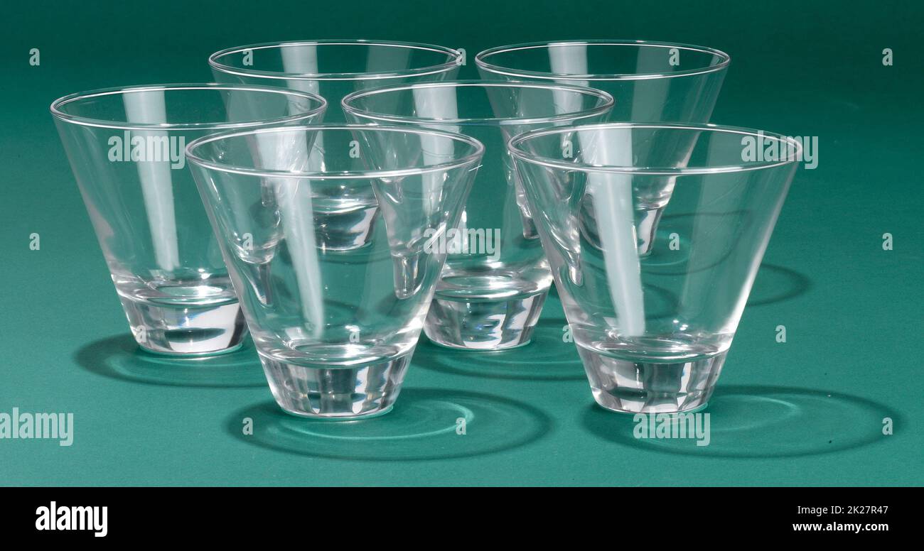 Shot glasses well arranged to give class to the image Stock Photo Alamy