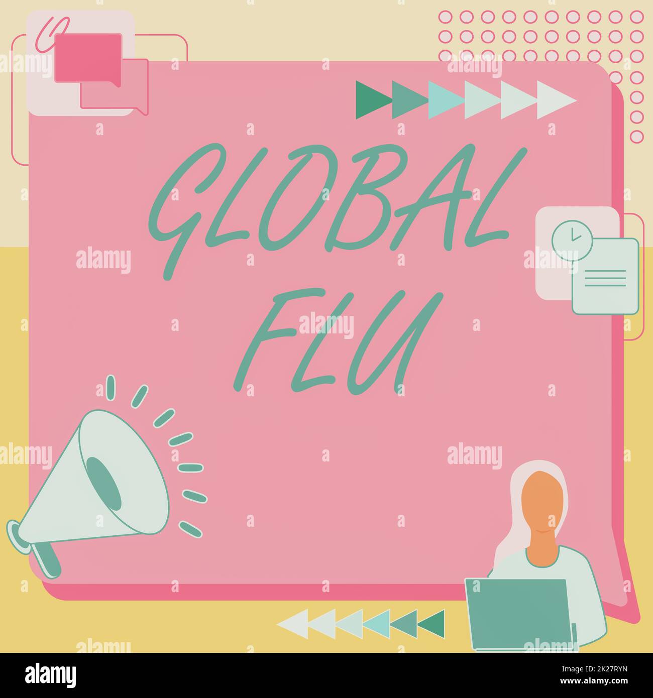 Handwriting text Global Flu. Word Written on Common communicable ...