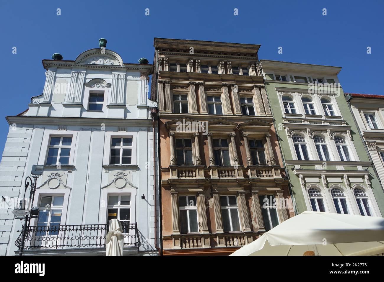 Historical facades on the market square in Poznan, Poland Stock Photo