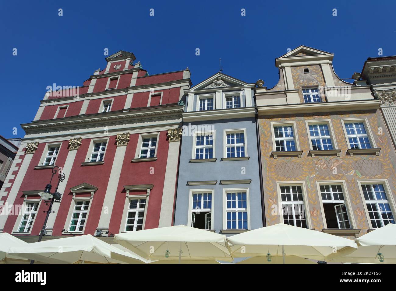Historical facades on the market square in Poznan, Poland Stock Photo