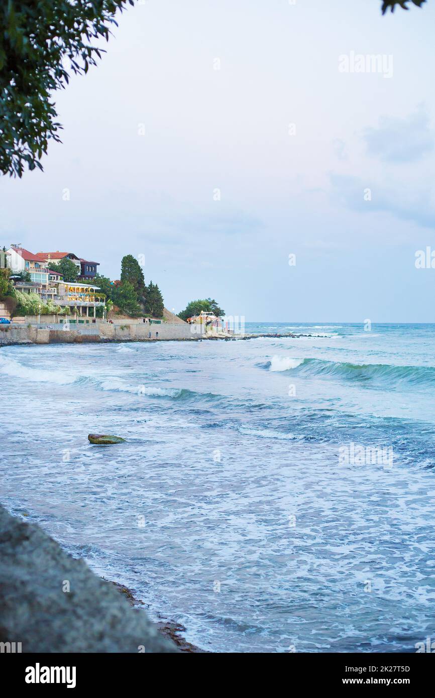 Beautiful panoramas on the blue sea - Bulgaria Nessebar Stock Photo